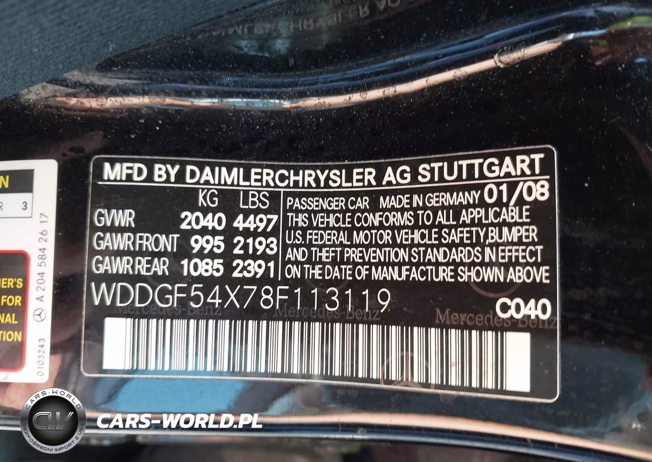 2008 Mercedes-Benz C 300 Luxury-Sport VIN:WDDGF54X78F113119 - 9