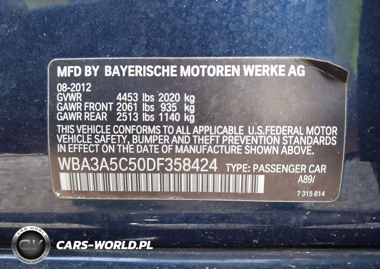 2013 BMW 328I VIN:WBA3A5C50DF358424 - 9