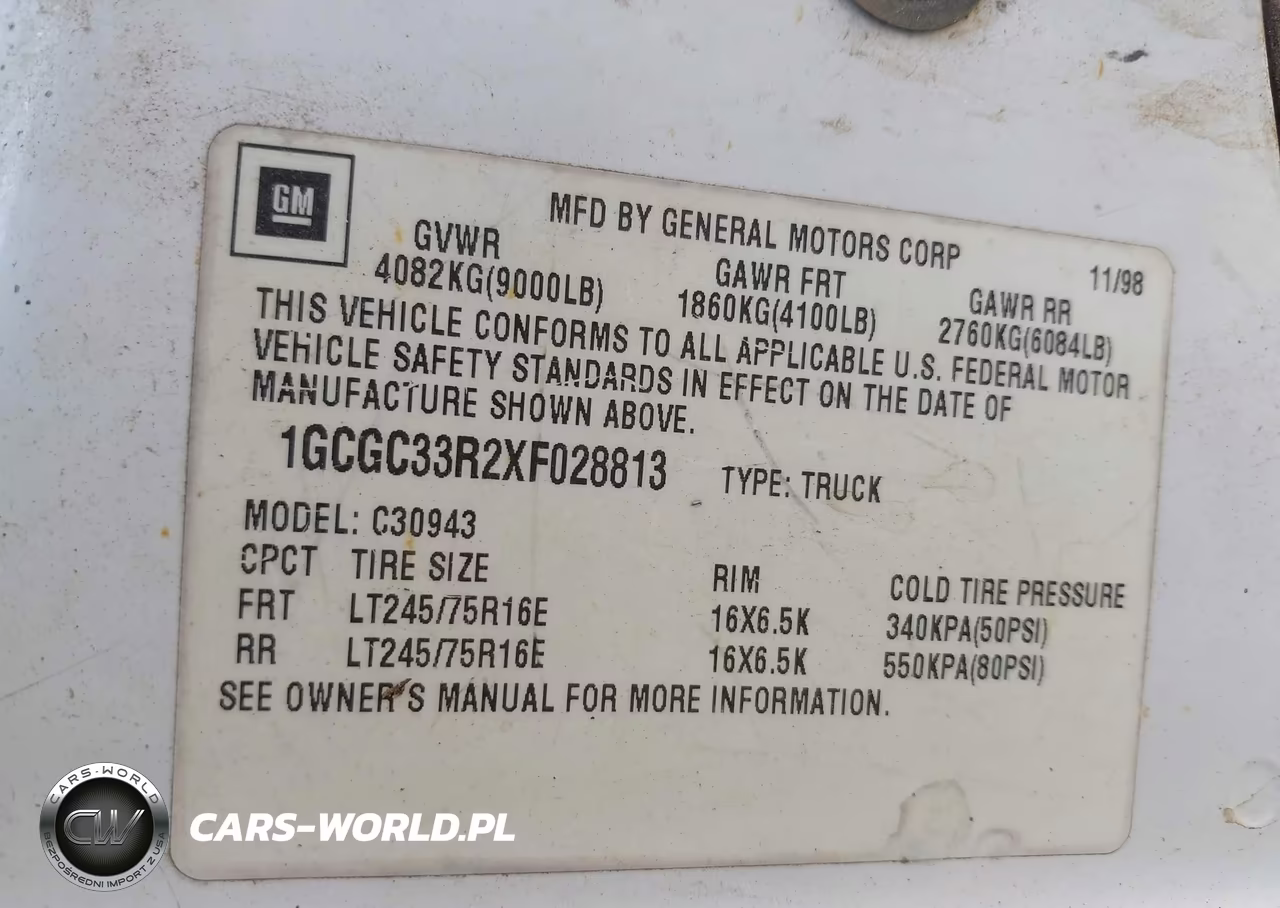1999 Chevrolet C-K 3500 VIN:1GCGC33R2XF028813 - 9