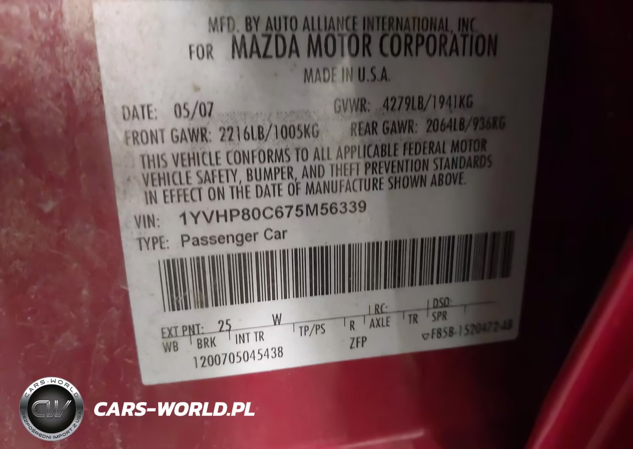 2007 Mazda Mazda6 I Sport Ve VIN:1YVHP80C675M56339 - 9