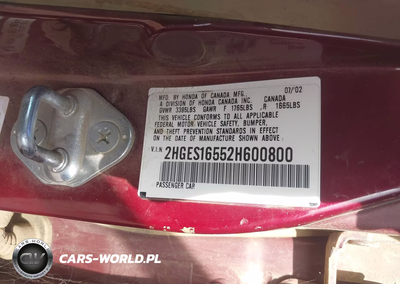 2002 Honda Civic Lx VIN:2HGES16552H600800 - 9