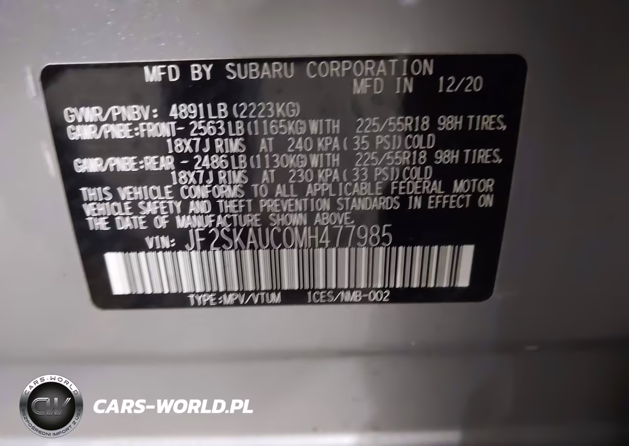 2021 Subaru Forester Limited VIN:JF2SKAUC0MH477985 - 9