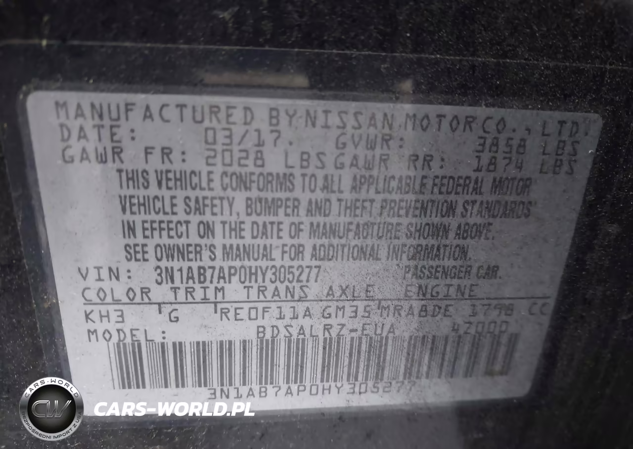 2017 Nissan Sentra Sr VIN:3N1AB7AP0HY305277 - 9