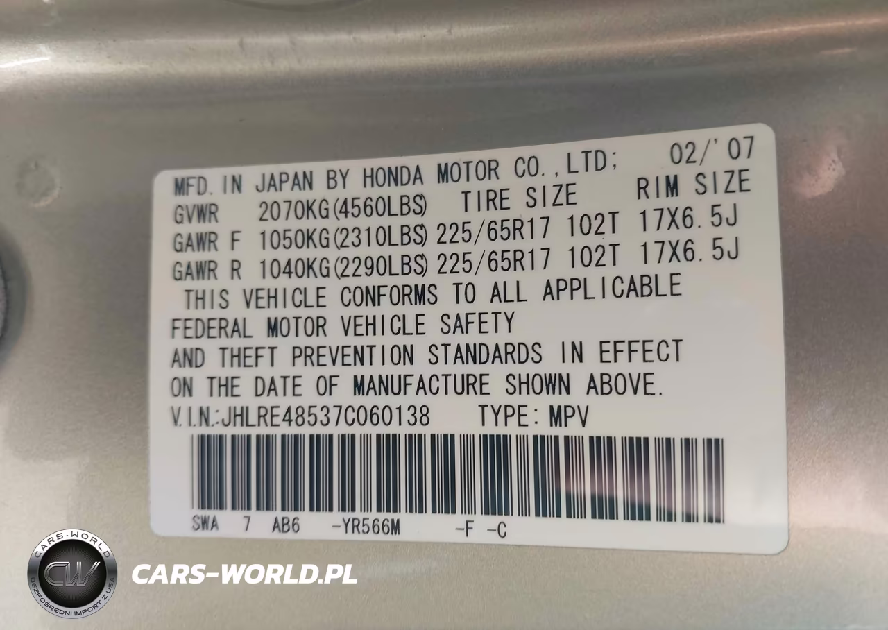 2007 Honda Cr-V Ex VIN:JHLRE48537C060138 - 9