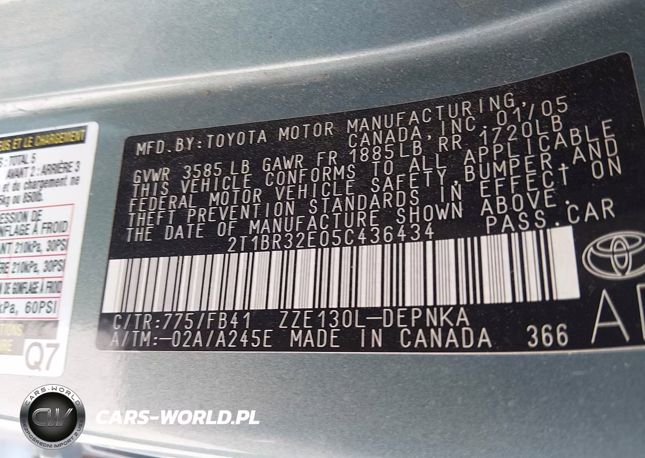 2005 Toyota Corolla Le VIN:2T1BR32E05C436434 - 9