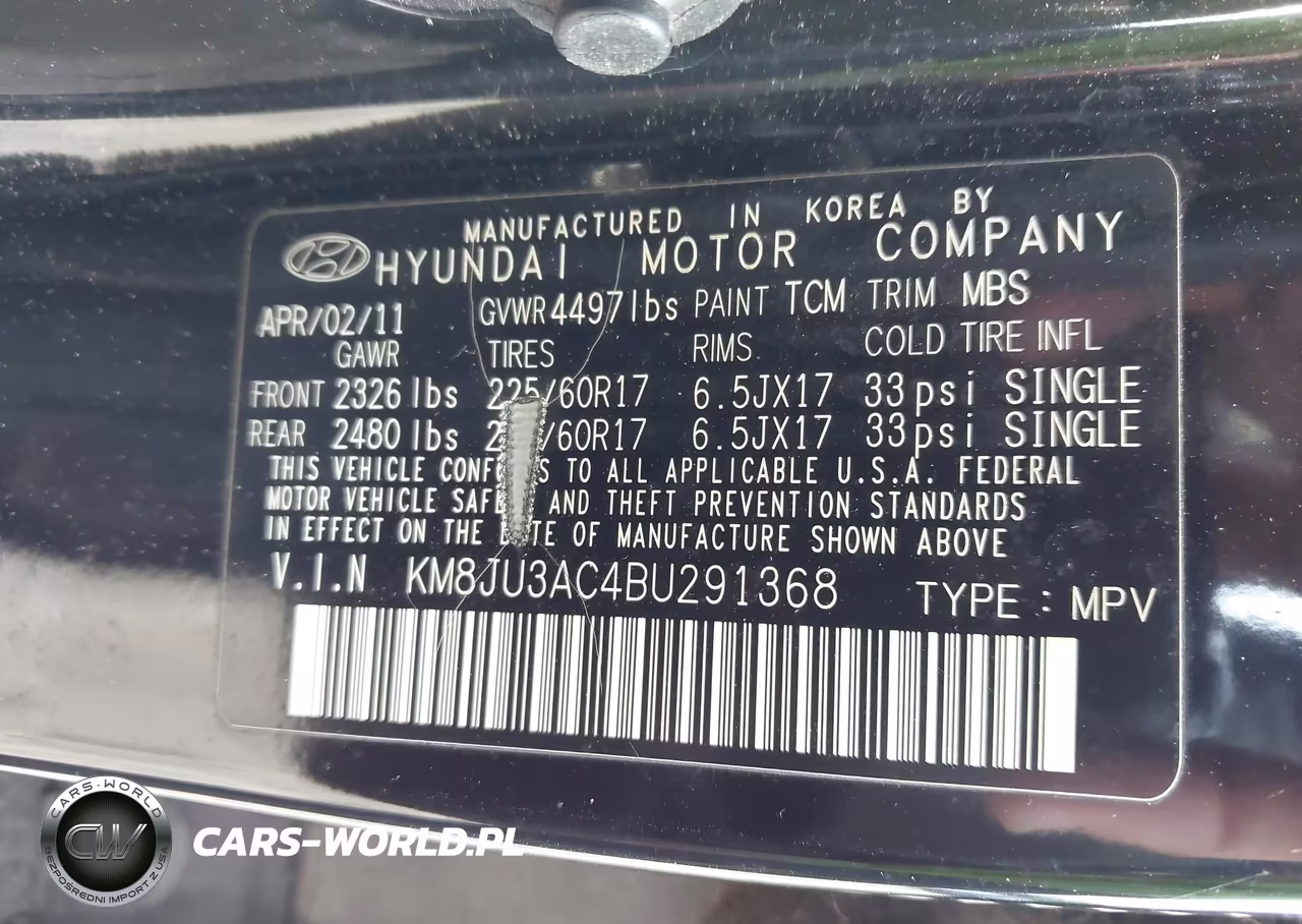 2011 Hyundai Tucson Gls VIN:KM8JU3AC4BU291368 - 9
