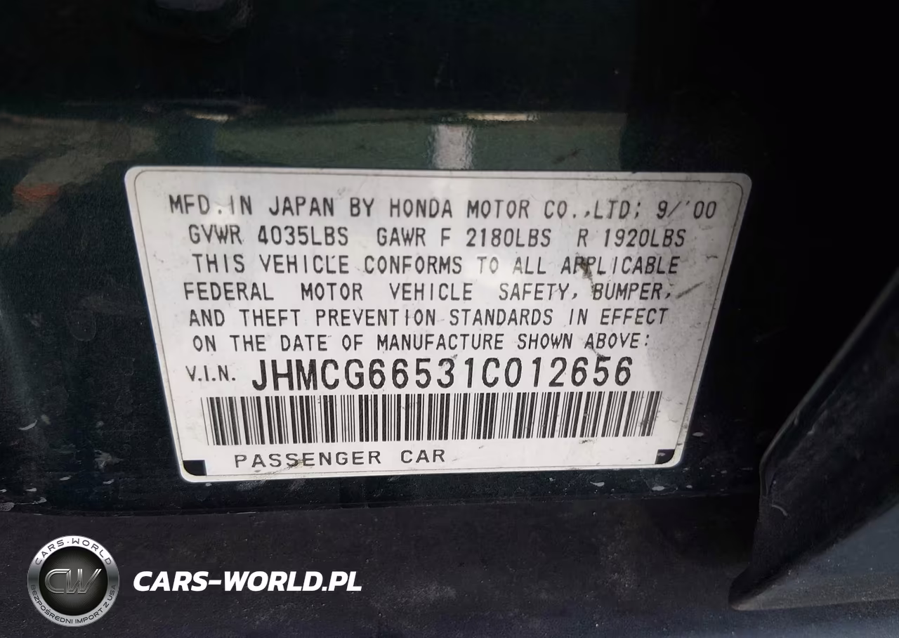 2001 Honda Accord 2.3 Lx VIN:JHMCG66531C012656 - 9