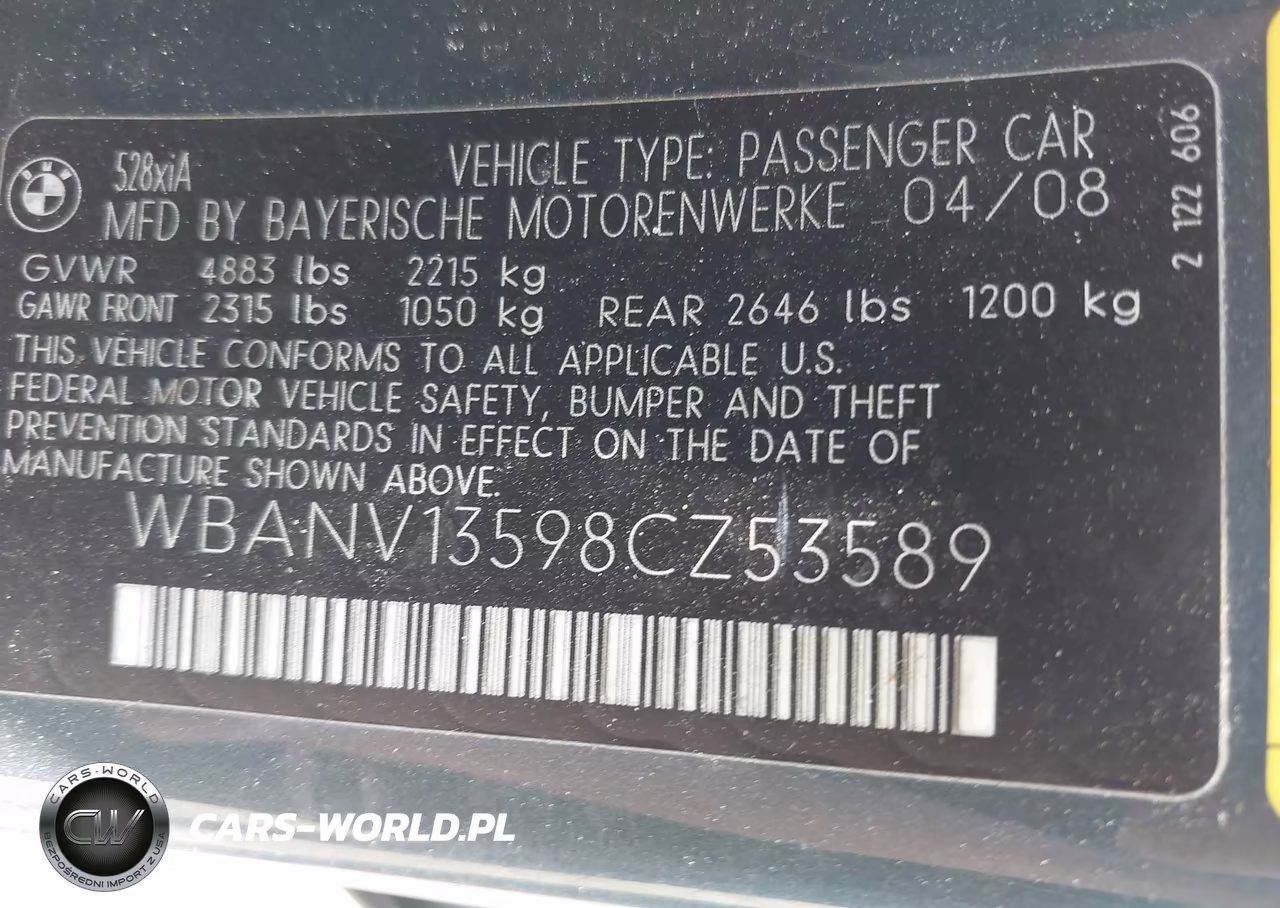 2008 BMW 528Xi VIN:WBANV13598CZ53589 - 9