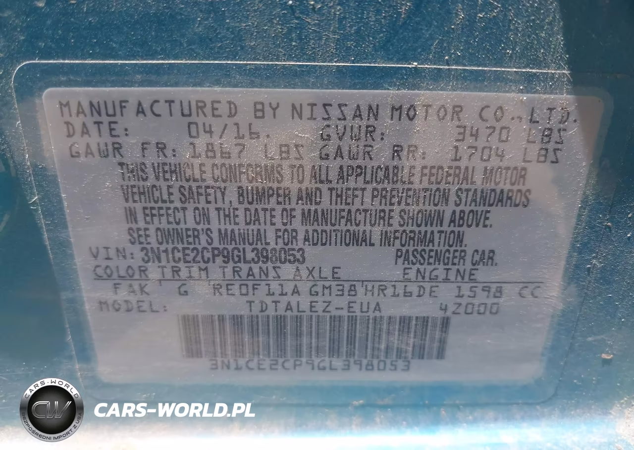 2016 Nissan Versa Note Sl VIN:3N1CE2CP9GL398053 - 9