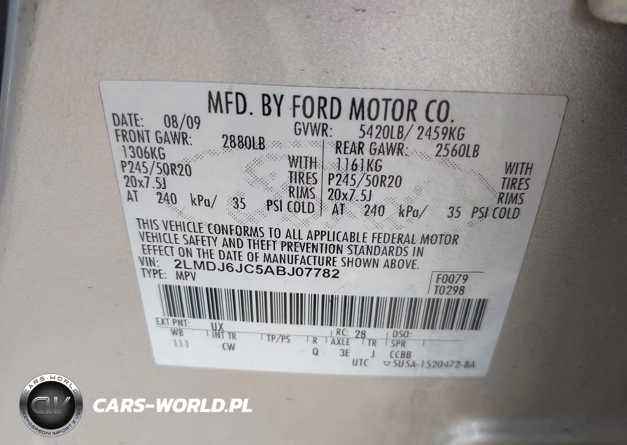 2010 Lincoln Mkx VIN:2LMDJ6JC5ABJ07782 - 9