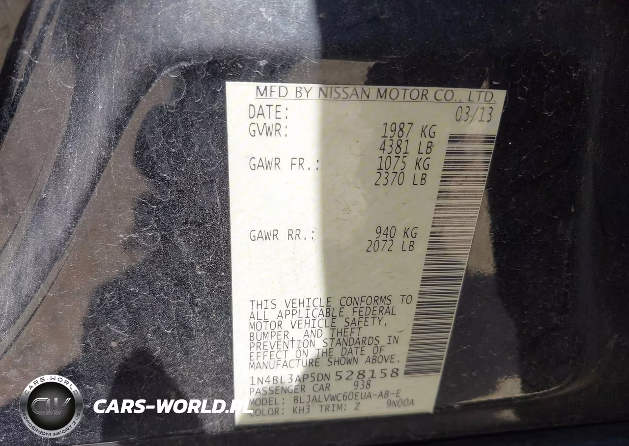 2013 Nissan Altima 3.5 Sl VIN:1N4BL3AP5DN528158 - 9