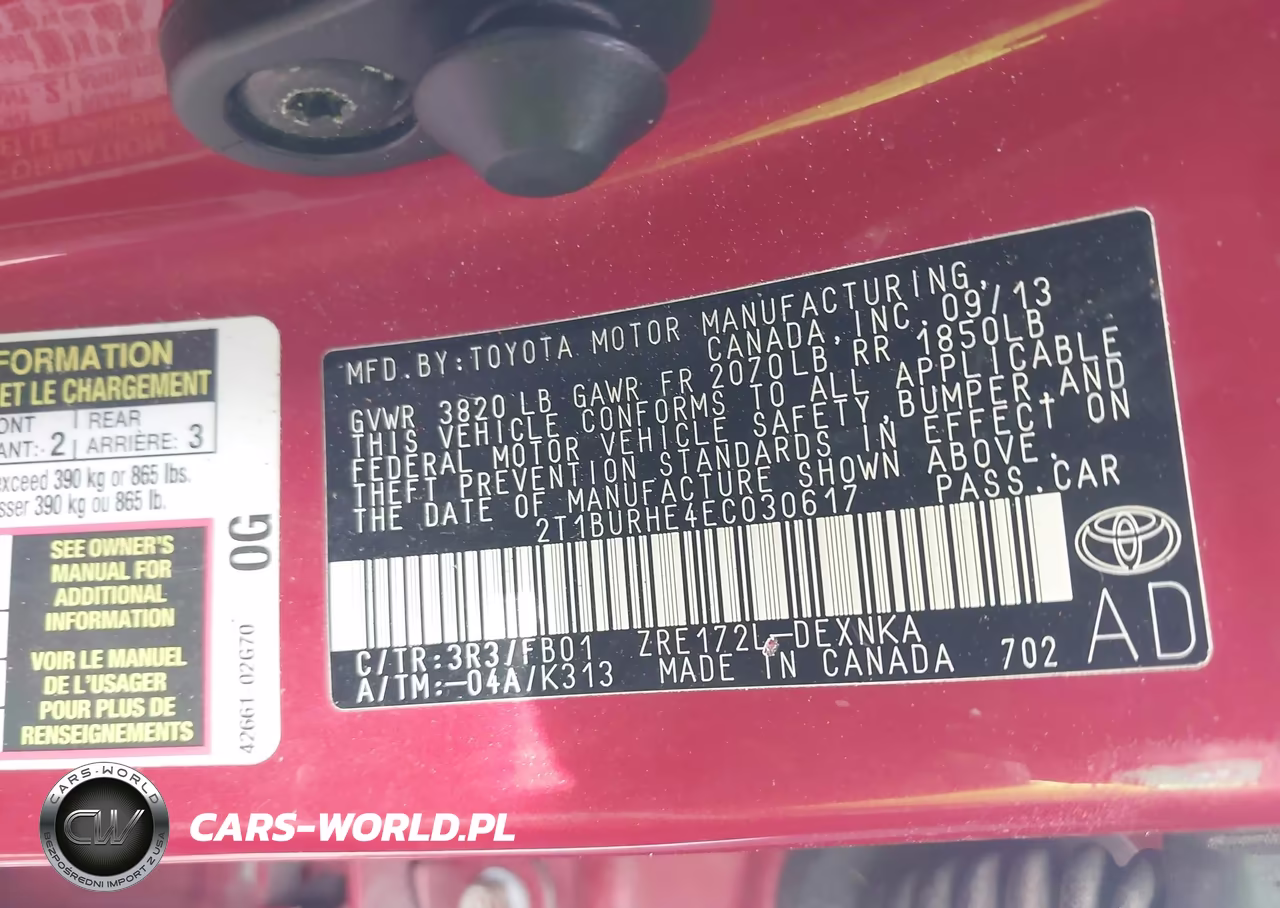 2014 Toyota Corolla Le Plus VIN:2T1BURHE4EC030617 - 9