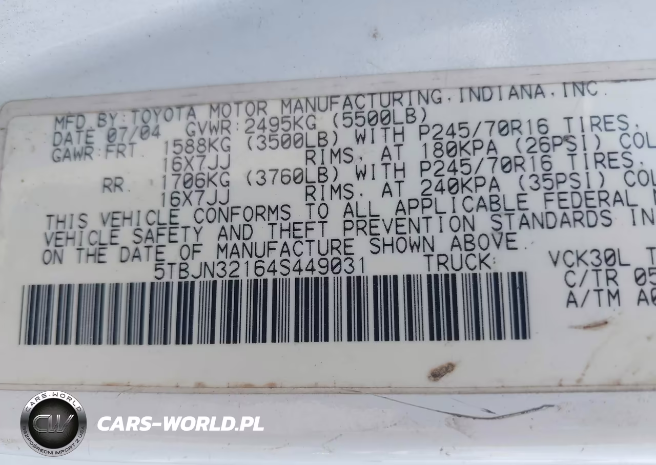 2004 Toyota Tundra VIN:5TBJN32164S449031 - 9