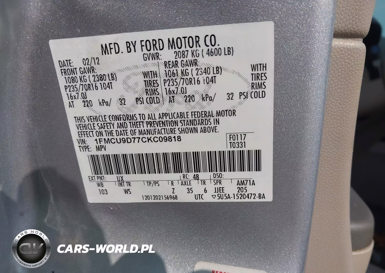 2012 Ford Escape Xlt VIN:1FMCU9D77CKC09818 - 9