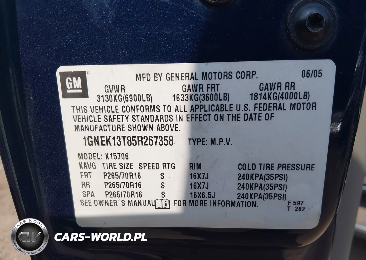 2005 Chevrolet Tahoe Ls VIN:1GNEK13T85R267358 - 9
