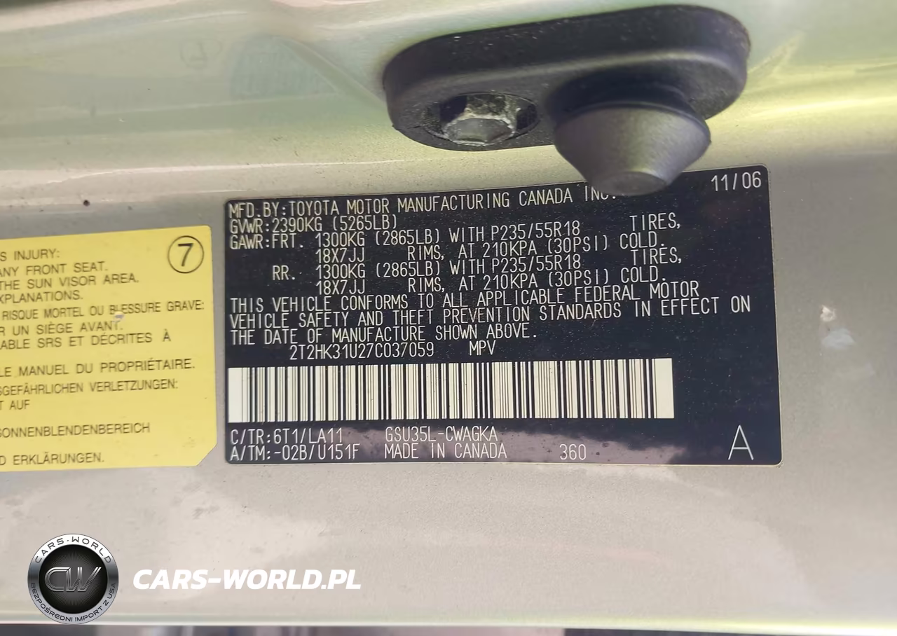 2007 Lexus Rx 350 VIN:2T2HK31U27C037059 - 9