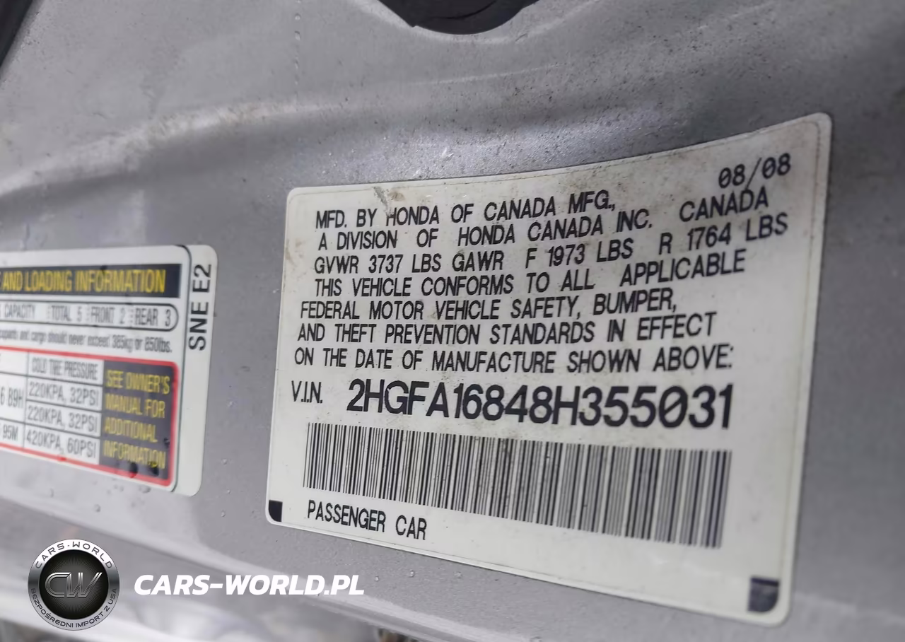 2008 Honda Civic Ex VIN:2HGFA16848H355031 - 9