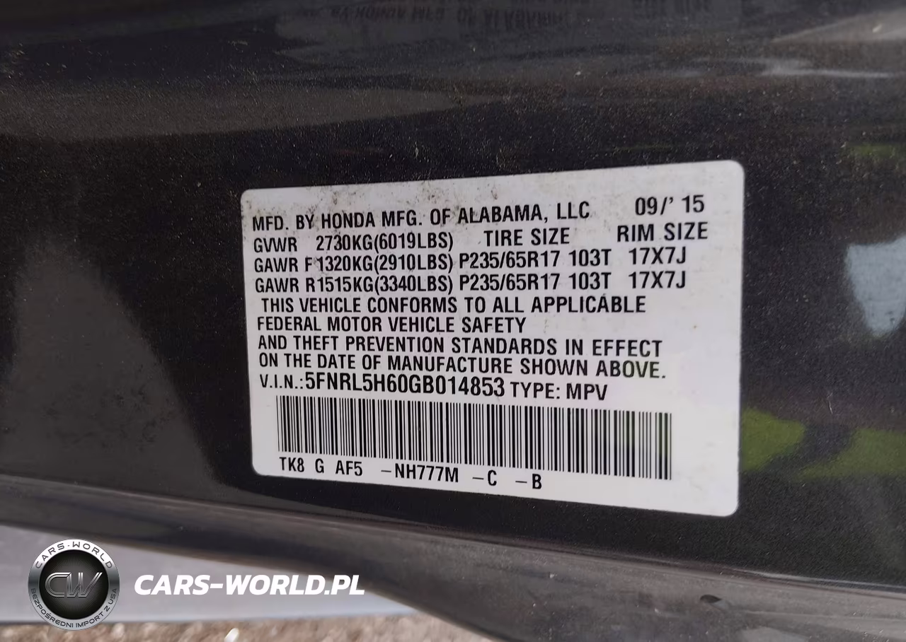 2016 Honda Odyssey Ex-L VIN:5FNRL5H60GB014853 - 9
