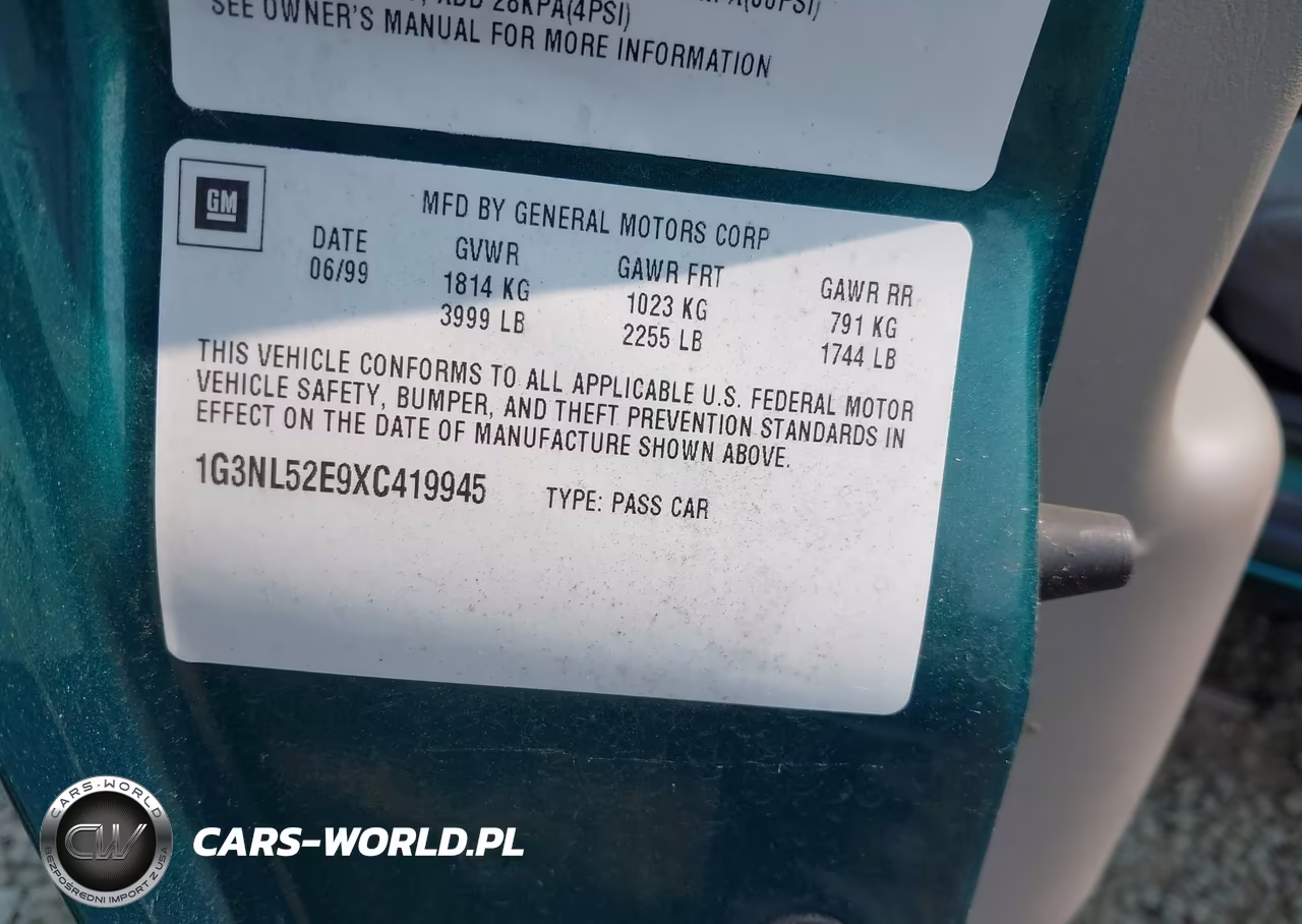 1999 Oldsmobile Alero Gl VIN:1G3NL52E9XC419945 - 9