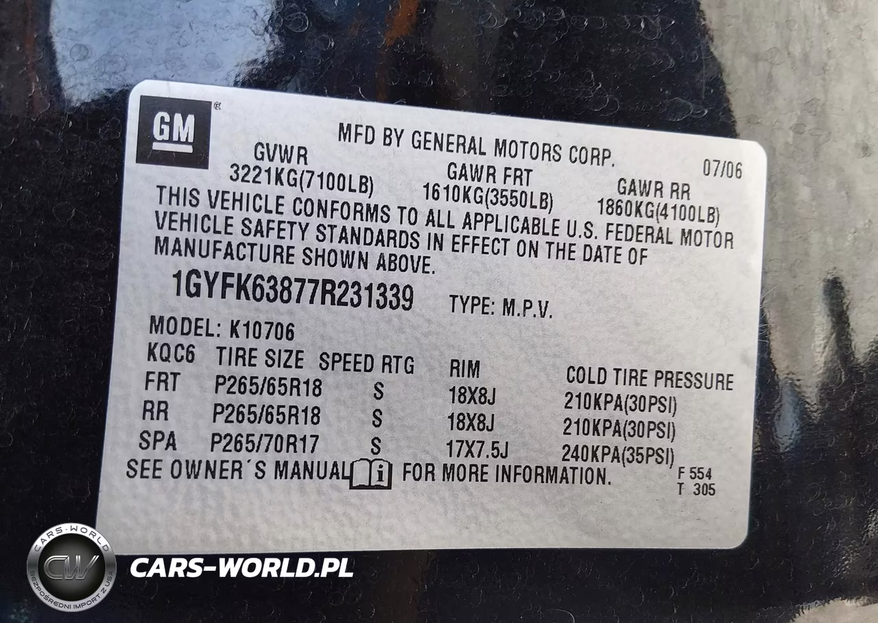 2007 Cadillac Escalade VIN:1GYFK63877R231339 - 9