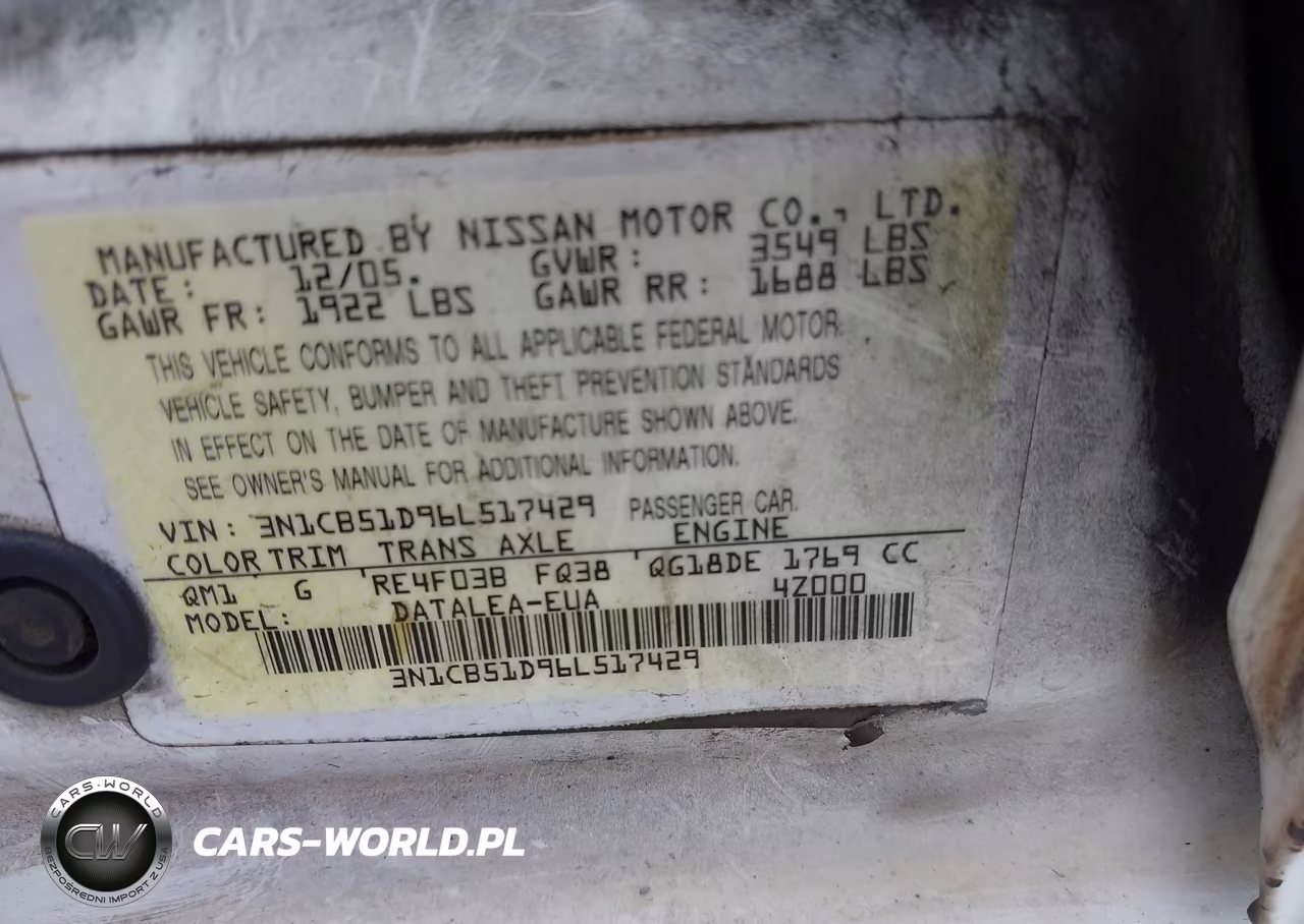 2006 Nissan Sentra 1.8S VIN:3N1CB51D96L517429 - 9
