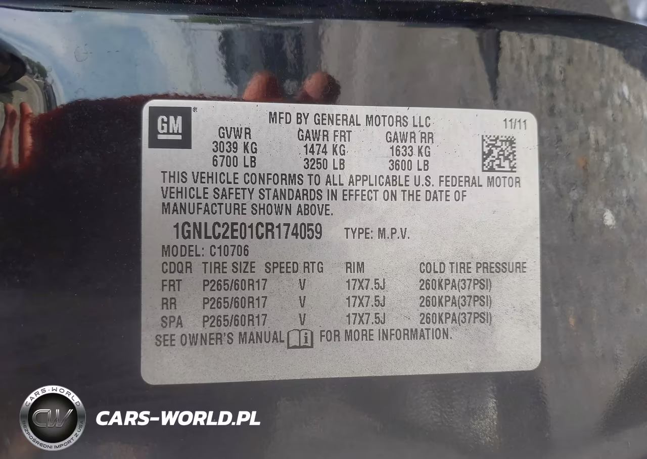 2012 Chevrolet Tahoe Commercial Fleet VIN:1GNLC2E01CR174059 - 9