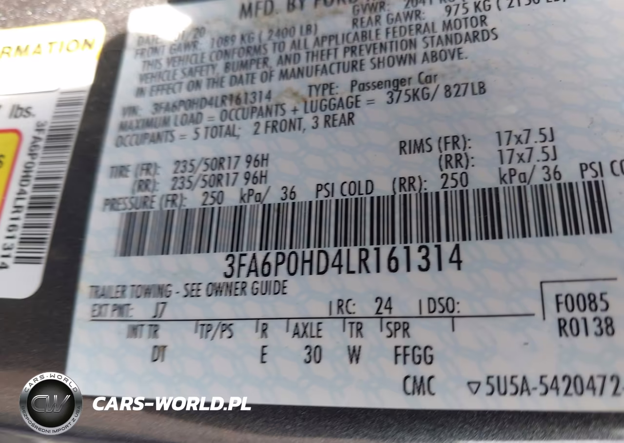 2020 Ford Fusion Se VIN:3FA6P0HD4LR161314 - 9