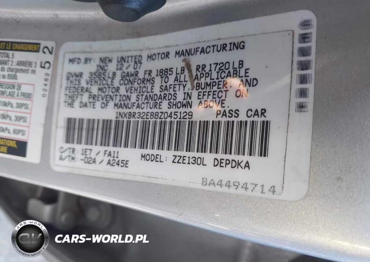 2008 Toyota Corolla Ce VIN:1NXBR32E88Z045129 - 9