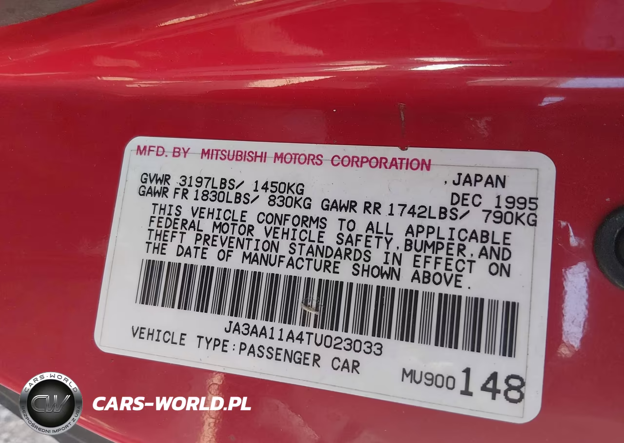 1996 Mitsubishi Mirage S VIN:JA3AA11A4TU023033 - 9
