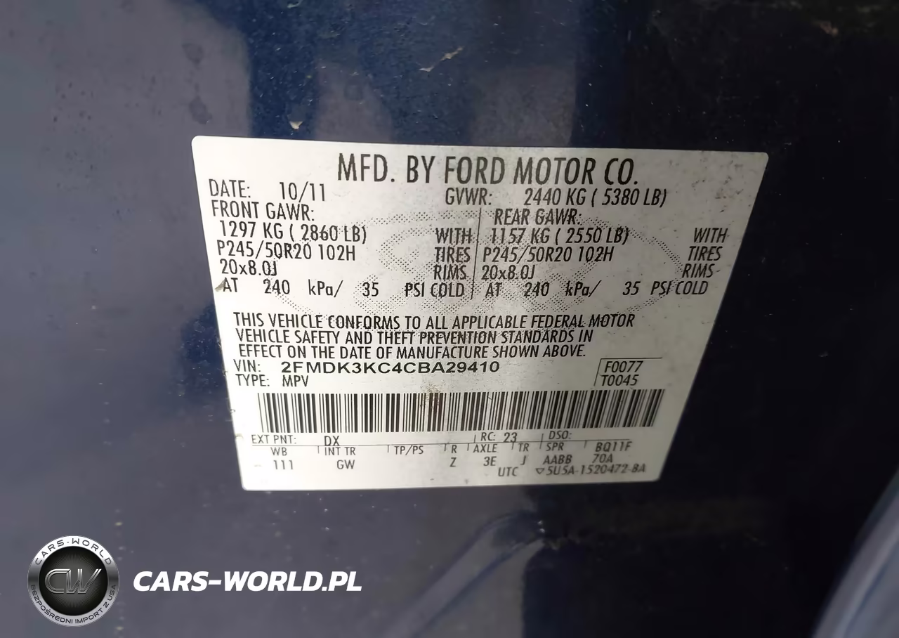 2012 Ford Edge Limited VIN:2FMDK3KC4CBA29410 - 9