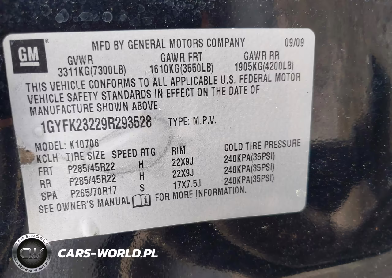 2009 Cadillac Escalade Standard VIN:1GYFK23229R293528 - 9