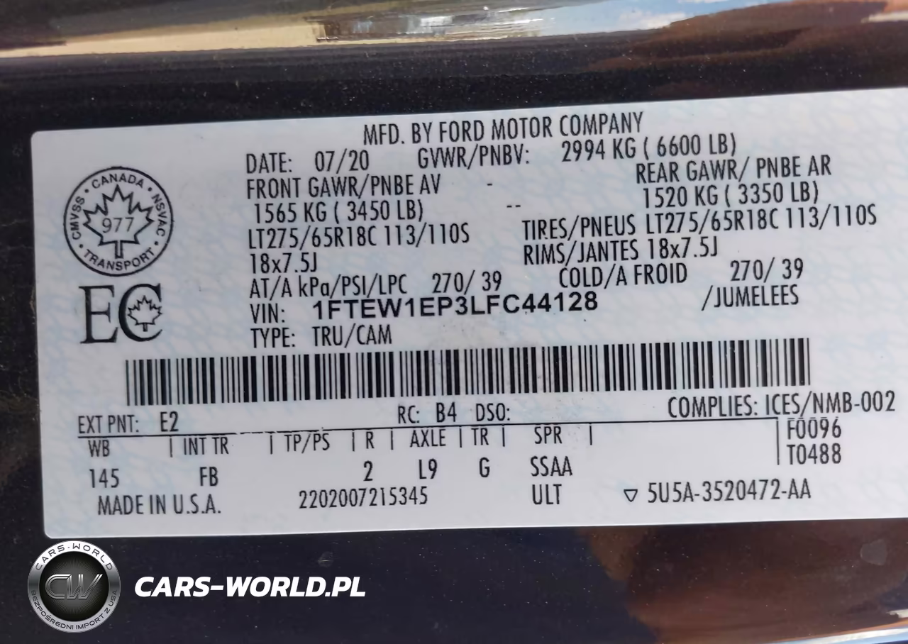 2020 Ford F-150 Xlt VIN:1FTEW1EP3LFC44128 - 9