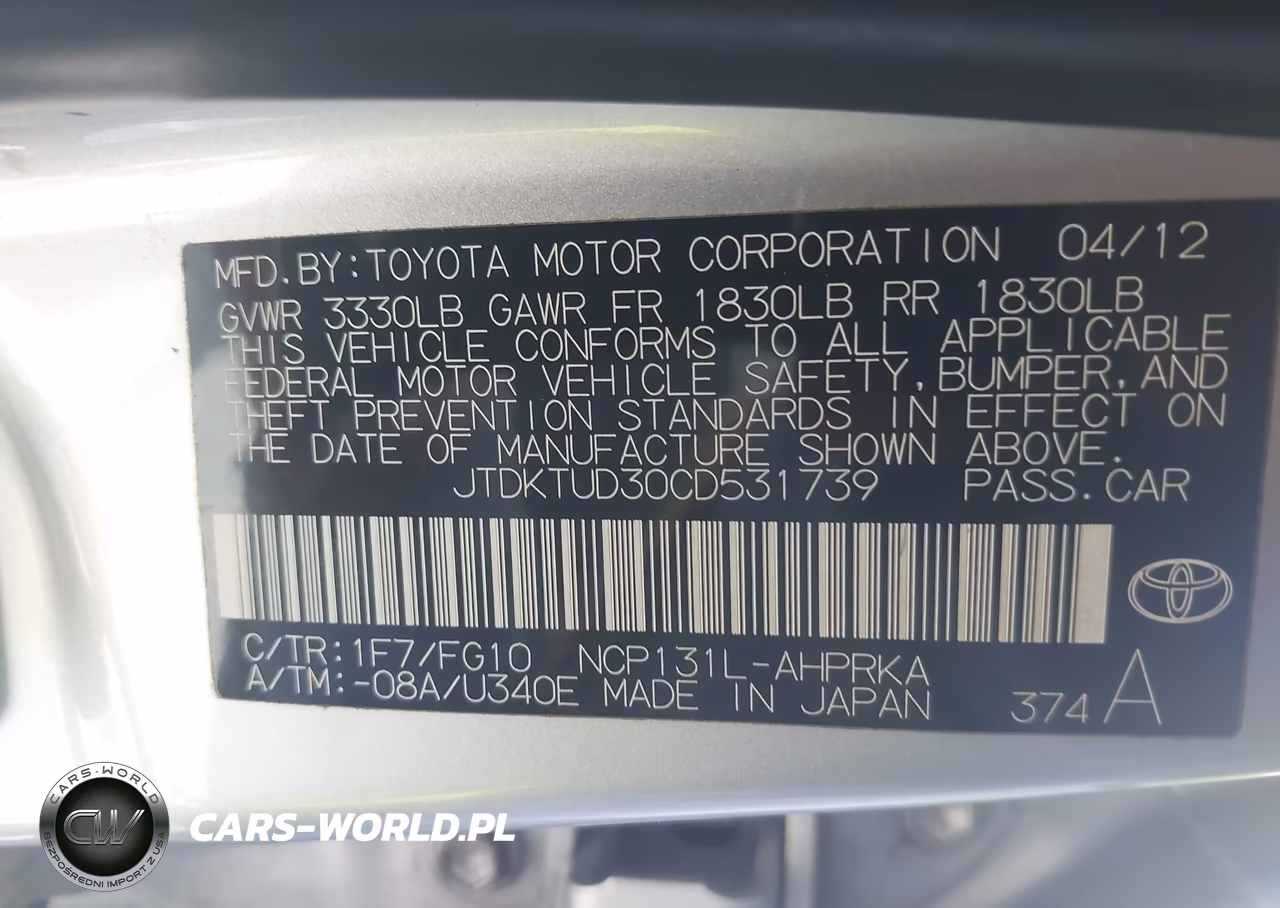 2012 Toyota Yaris Le VIN:JTDKTUD30CD531739 - 9