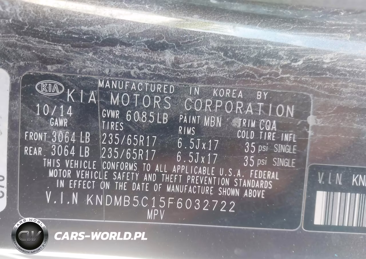 2015 Kia Sedona Lx VIN:KNDMB5C15F6032722 - 9