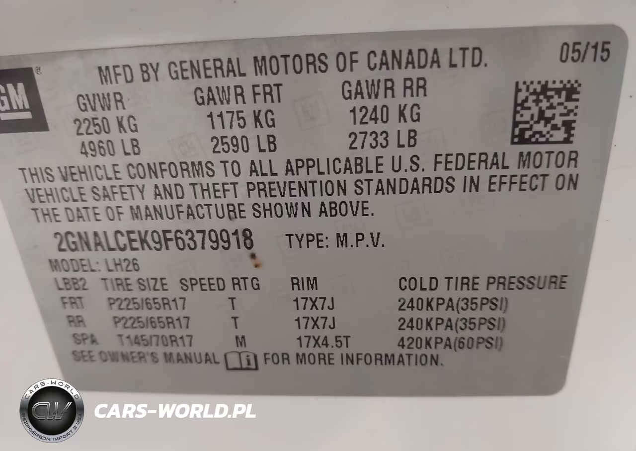 2015 Chevrolet Equinox Lt VIN:2GNALCEK9F6379918 - 9