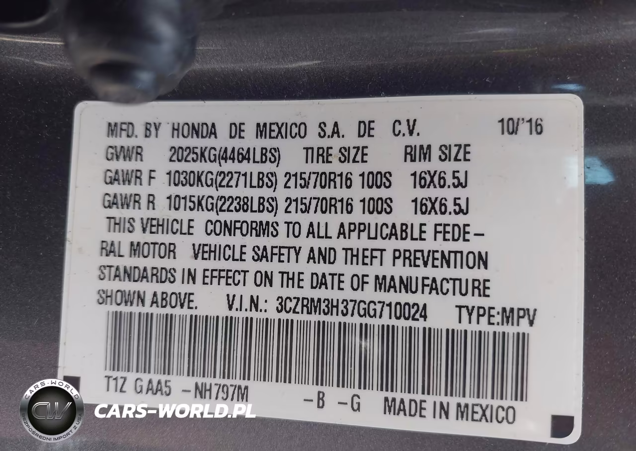 2016 Honda Cr-V Lx VIN:3CZRM3H37GG710024 - 9