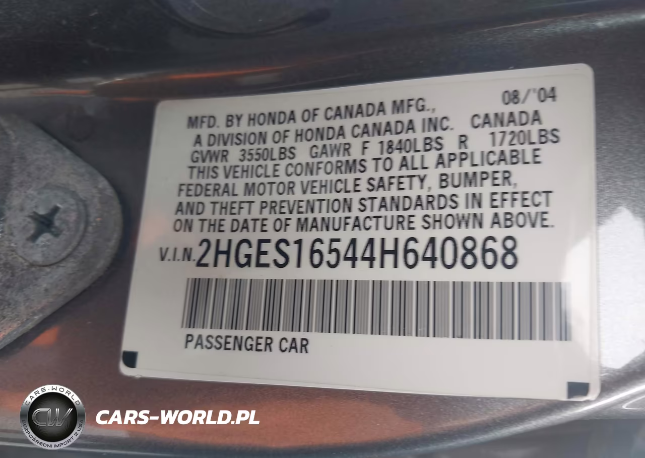 2004 Honda Civic Lx VIN:2HGES16544H640868 - 9