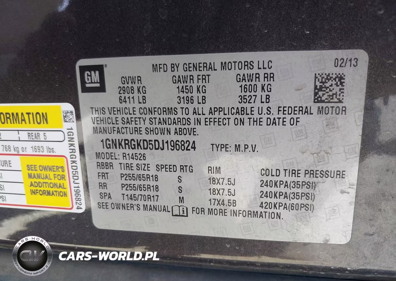 2013 Chevrolet Traverse 1Lt VIN:1GNKRGKD5DJ196824 - 9