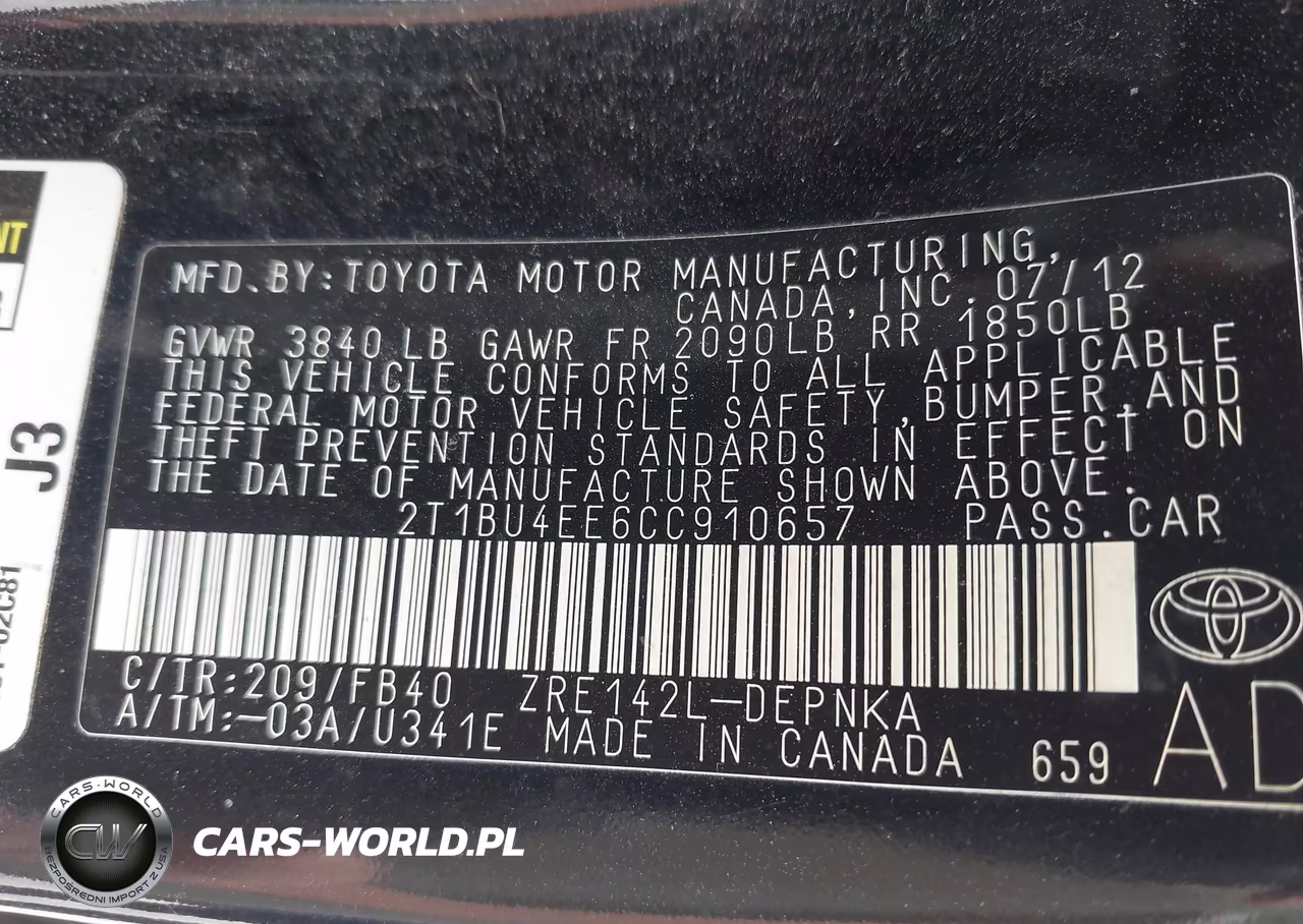 2012 Toyota Corolla Le VIN:2T1BU4EE6CC910657 - 9