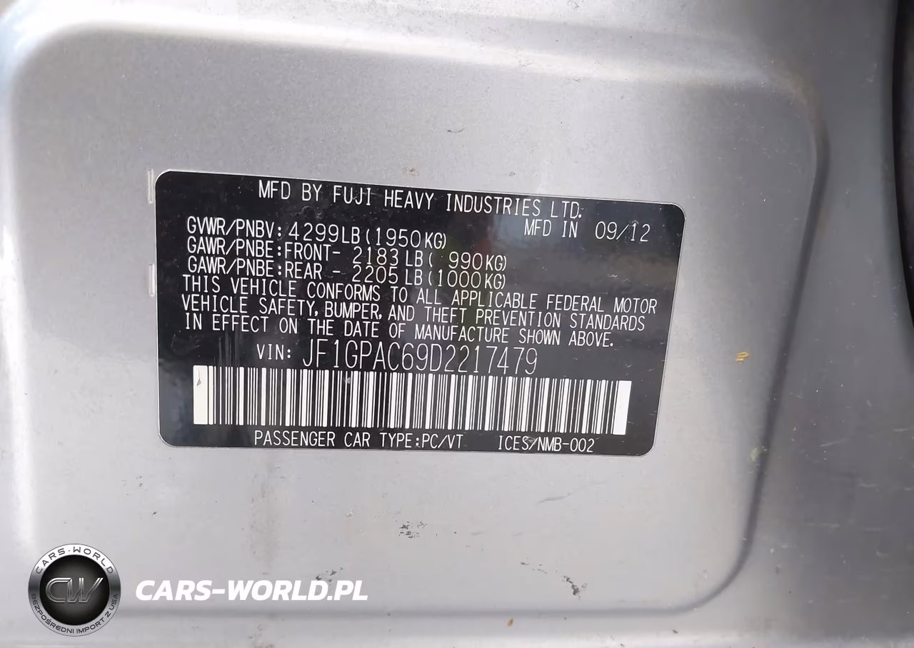 2013 Subaru Impreza 2.0I Premium VIN:JF1GPAC69D2217479 - 9