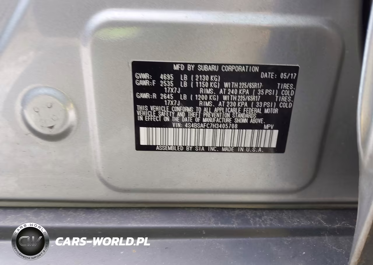 2017 Subaru Outback 2.5I Premium VIN:4S4BSAFC7H3405708 - 9