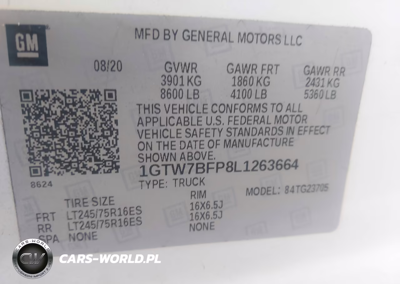 2020 GMC Savana G2500 VIN:1GTW7BFP8L1263664 - 9