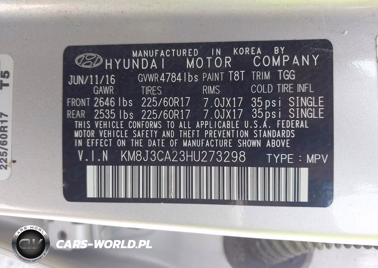 2017 Hyundai Tucson Eco VIN:KM8J3CA23HU273298 - 9