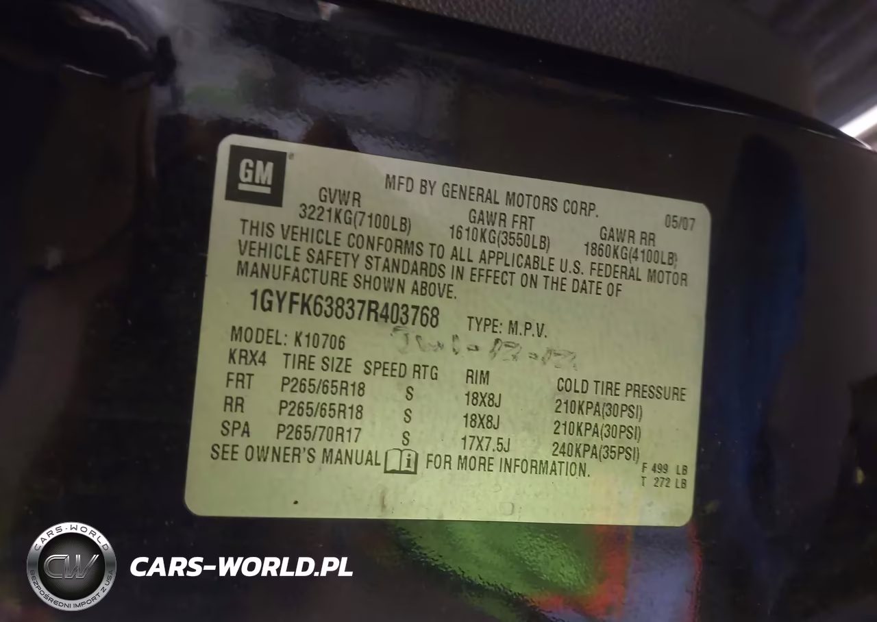2007 Cadillac Escalade VIN:1GYFK63837R403768 - 9