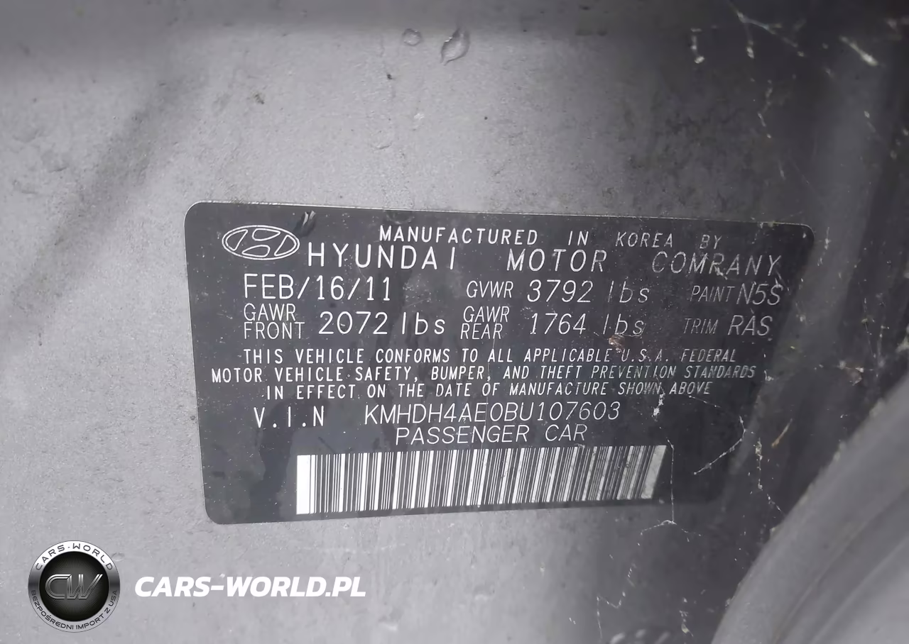 2011 Hyundai Elantra Gls (Ulsan Plant) VIN:KMHDH4AE0BU107603 - 9