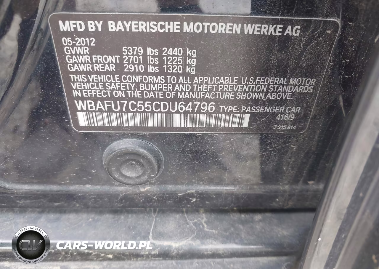 2012 BMW 535I xDrive VIN:WBAFU7C55CDU64796 - 9