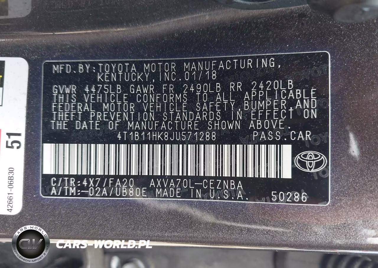 2018 Toyota Camry Le VIN:4T1B11HK8JU571288 - 9