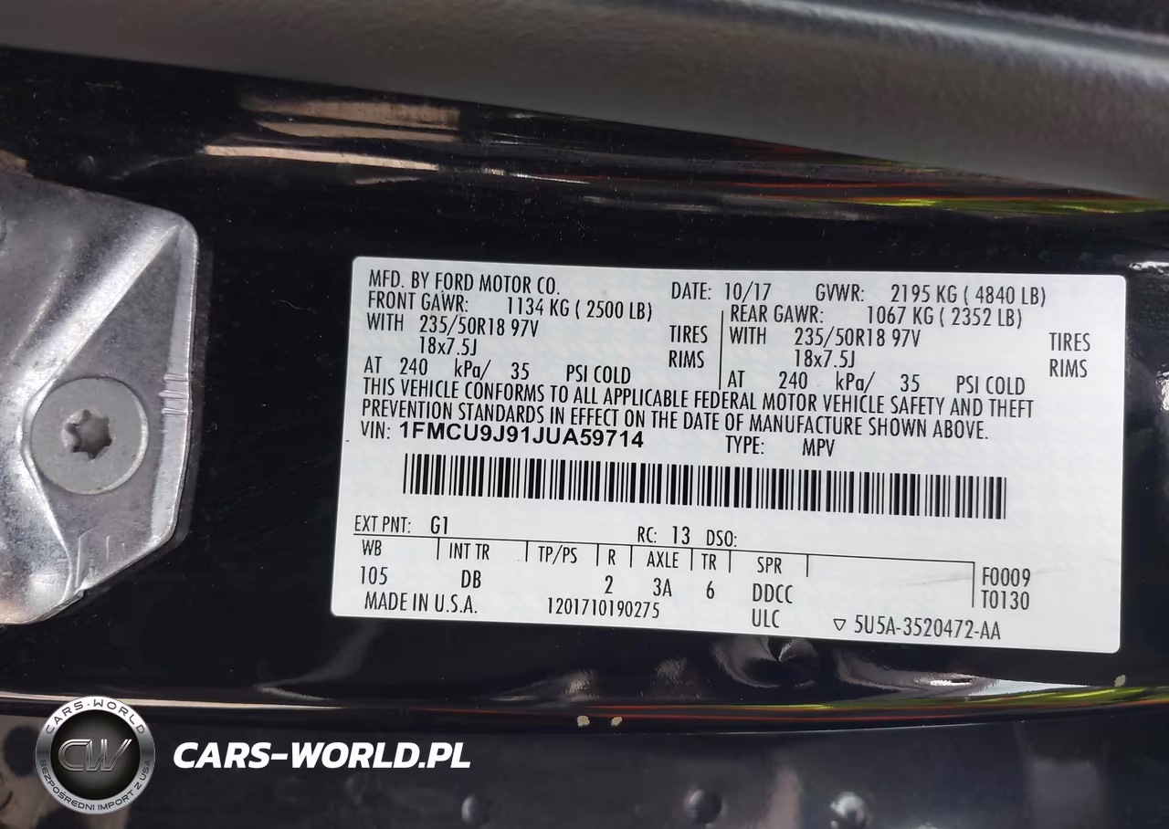 2018 Ford Escape Titanium VIN:1FMCU9J91JUA59714 - 9