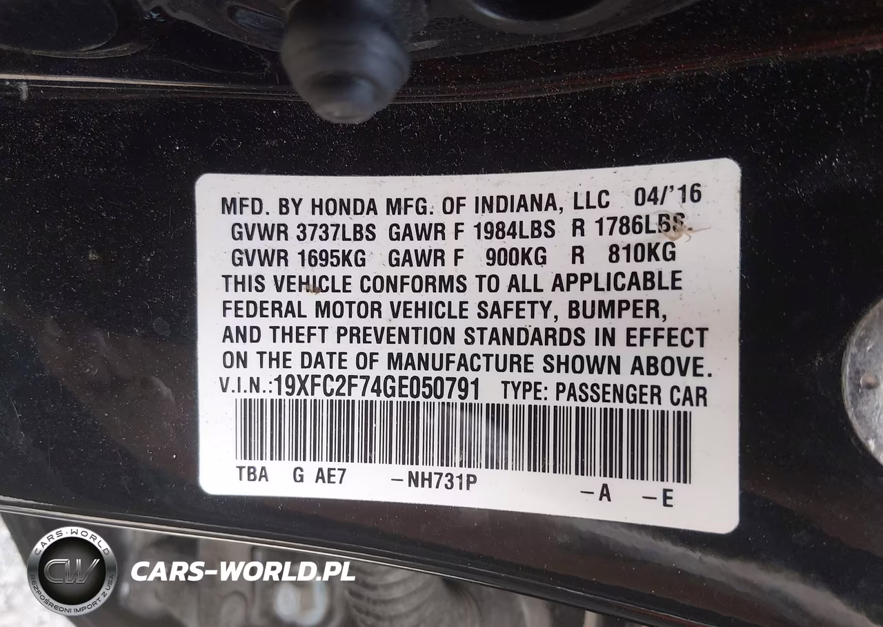 2016 Honda Civic Ex VIN:19XFC2F74GE050791 - 9