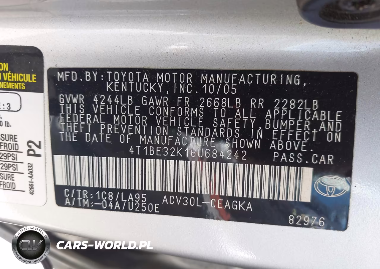2006 Toyota Camry Xle VIN:4T1BE32K16U684242 - 9